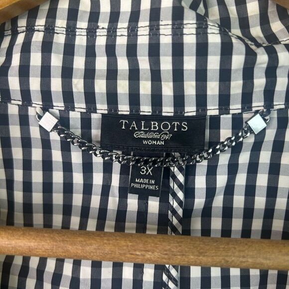 Talbots Woman 3X Gingham Check Jacket Black White Belted Wrap Lightweight Plus - Picture 3 of 12